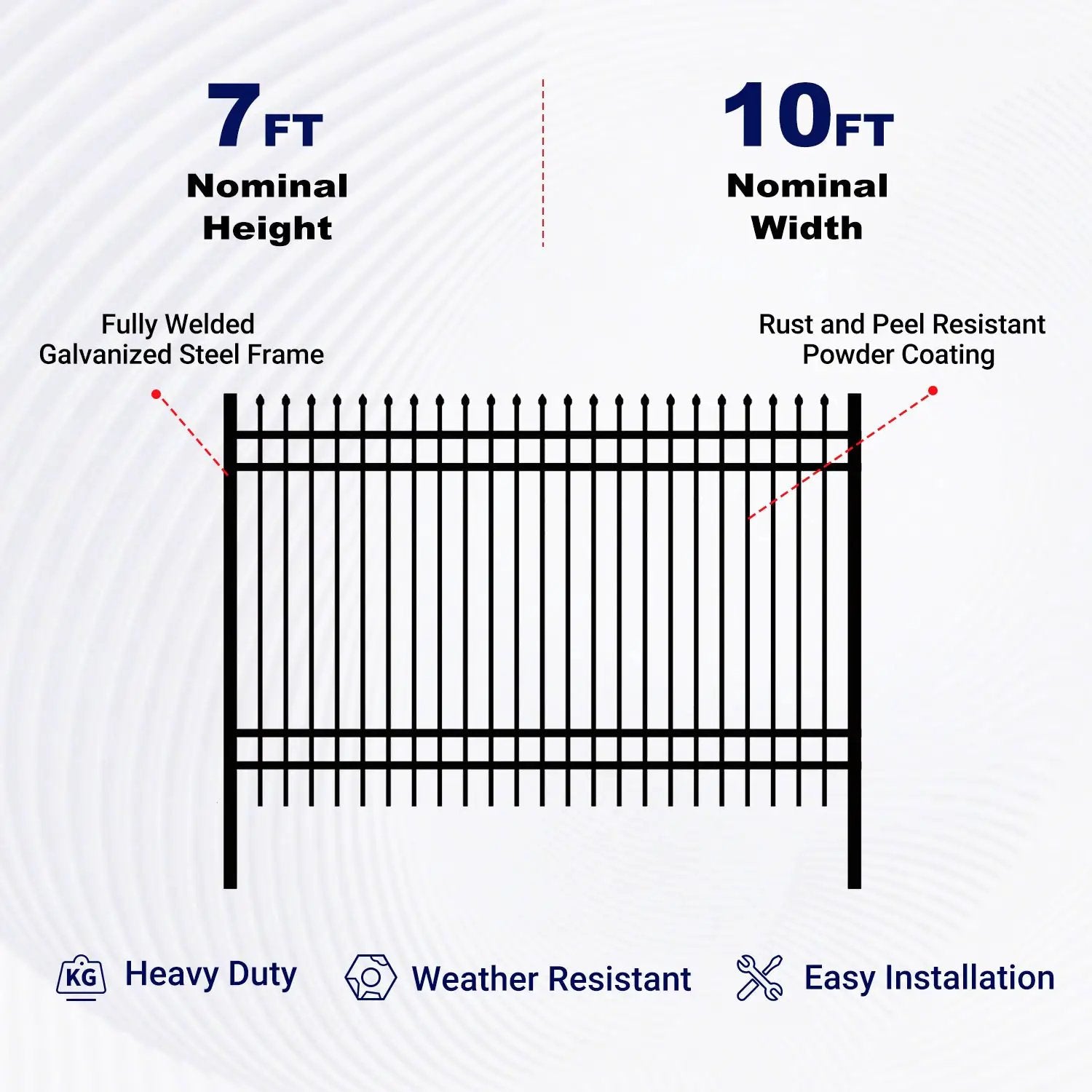 10x7 ft Steel Fence with 4 Rails, 30 Panels by Chery Industrial