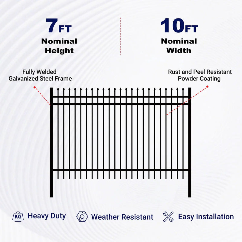 10x7 ft Steel Fence with 3 Rails, 30 Panels by Chery Industrial