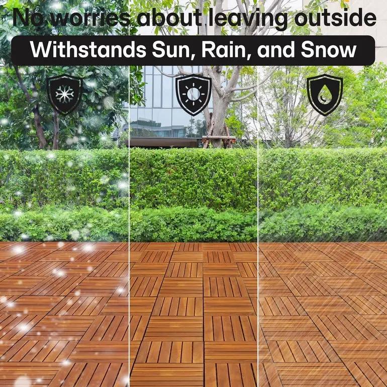 Solid Wood Deck Tiles 6 Slat Set 9 by Megsu