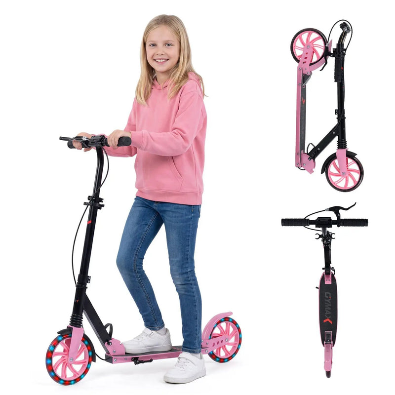 Kick Scooter for Kids Teens Adults Age 8+ Foldable Scooter with Large Light-up Wheels by DirectDeals