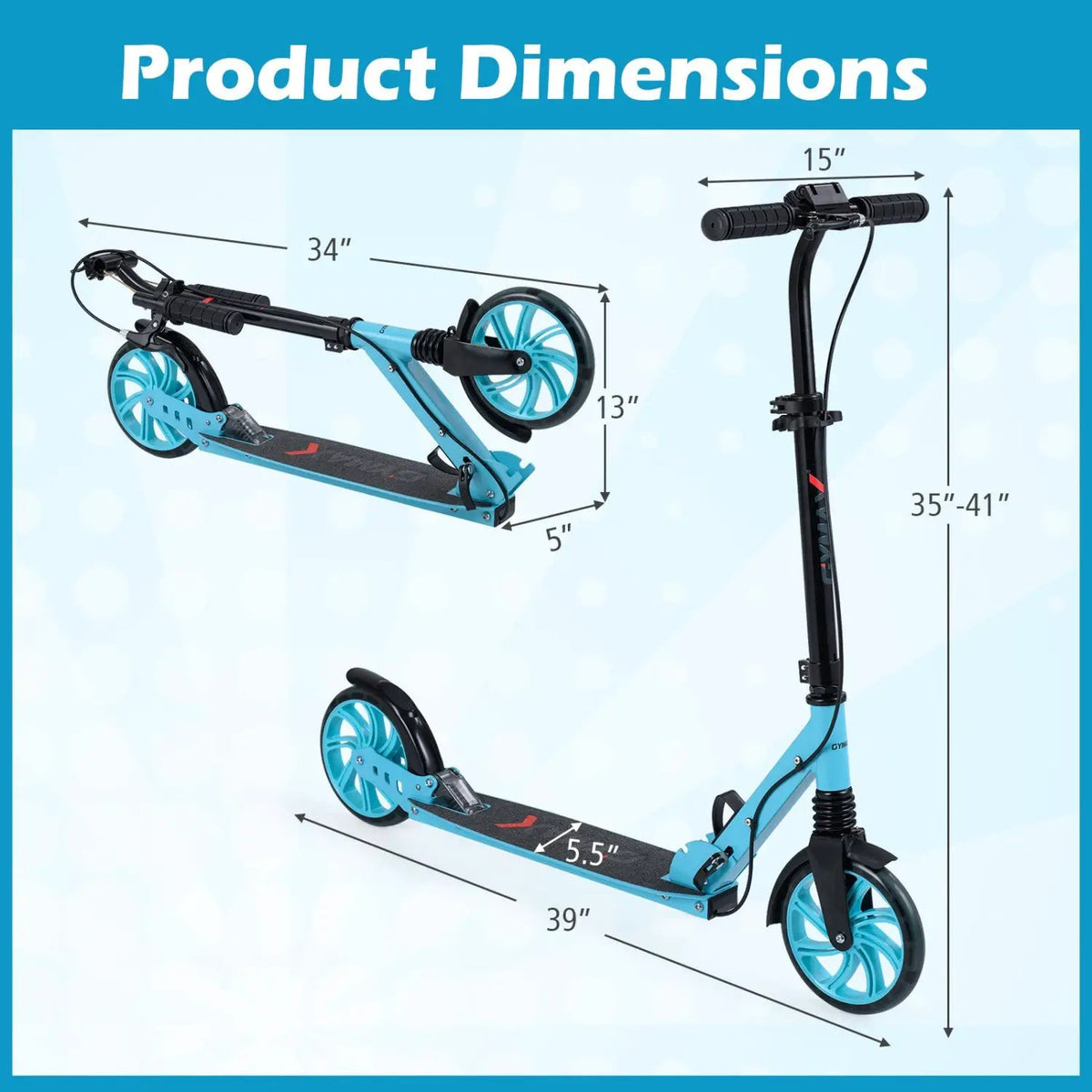 Kick Scooter for Kids Teens Adults Age 8+ Foldable Scooter with Large Light-up Wheels, photo 12 of 16