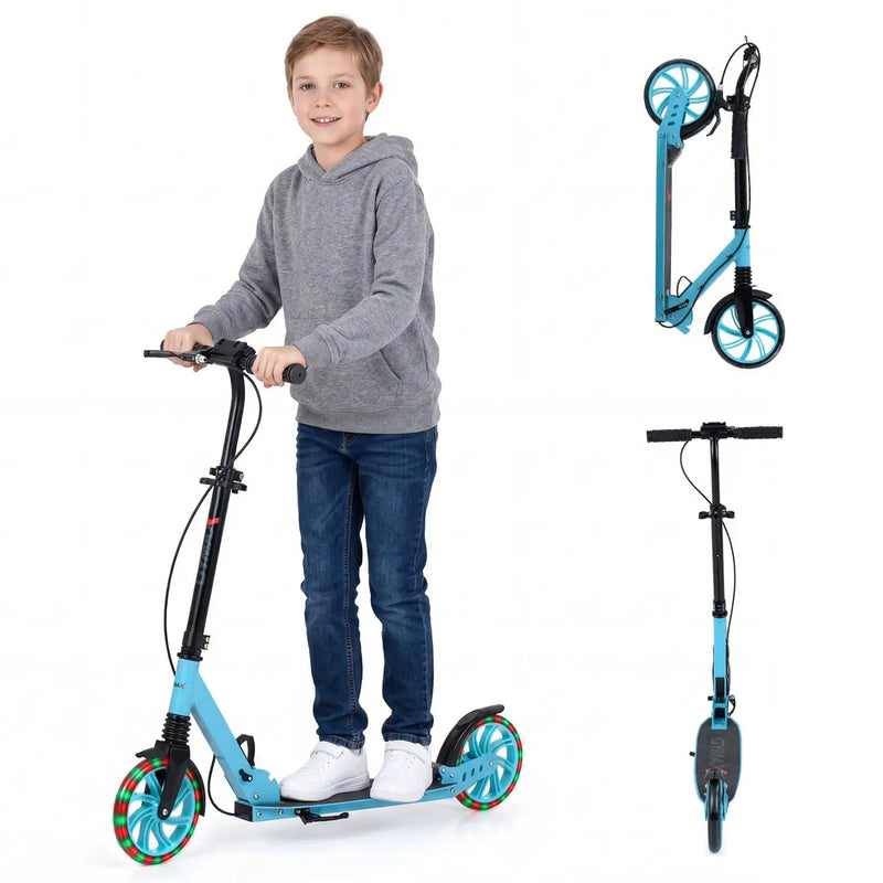 Kick Scooter for Kids Teens Adults Age 8+ Foldable Scooter with Large Light-up Wheels by DirectDeals