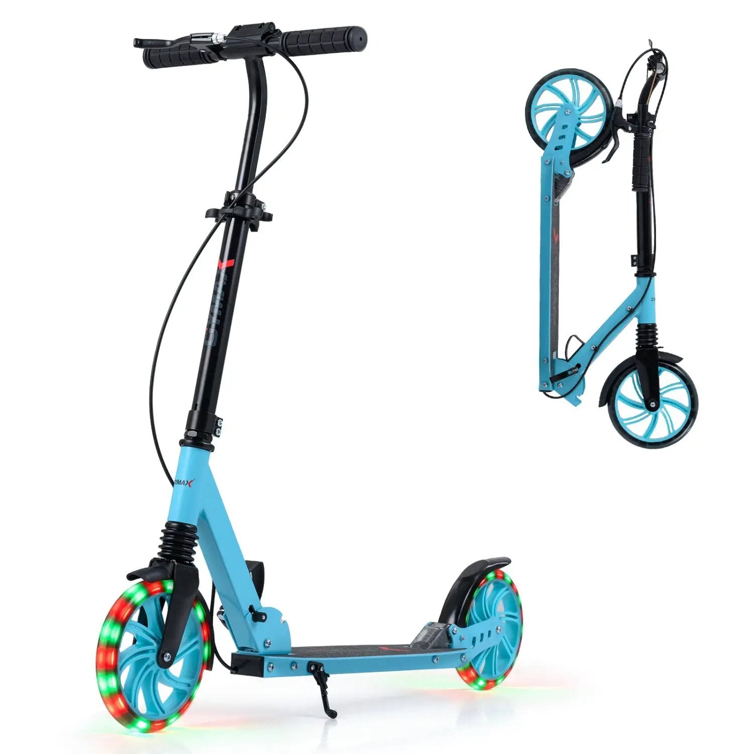 Kick Scooter for Kids Teens Adults Age 8+ Foldable Scooter with Large Light-up Wheels by DirectDeals