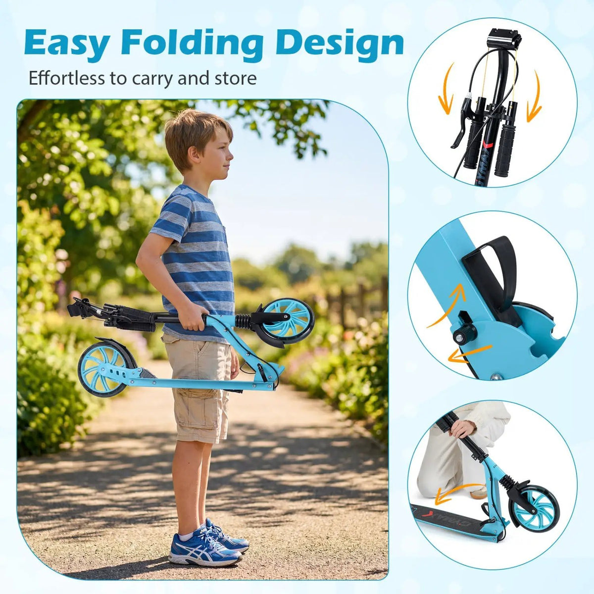 Kick Scooter for Kids Teens Adults Age 8+ Foldable Scooter with Large Light-up Wheels, photo 15 of 16