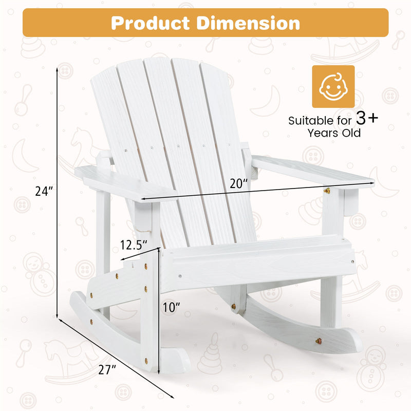 Outdoor Wooden Kid Adirondack Rocking Chair with Slatted Seat by DirectDeals