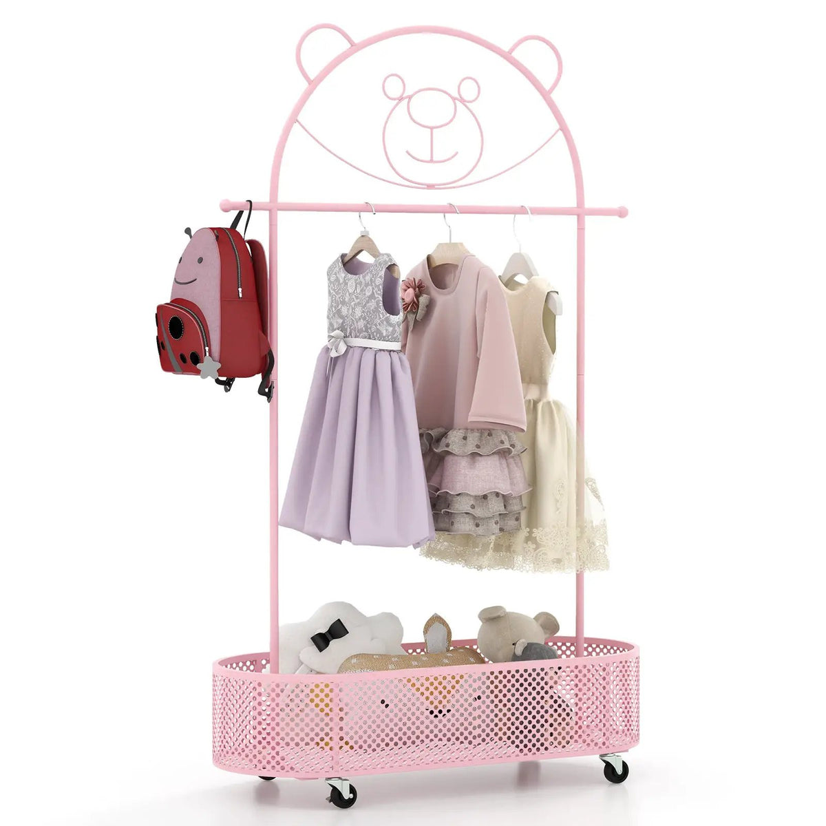Kid Clothes Rack with 3 Adjustable Heights and Wheels, photo 3 of 9