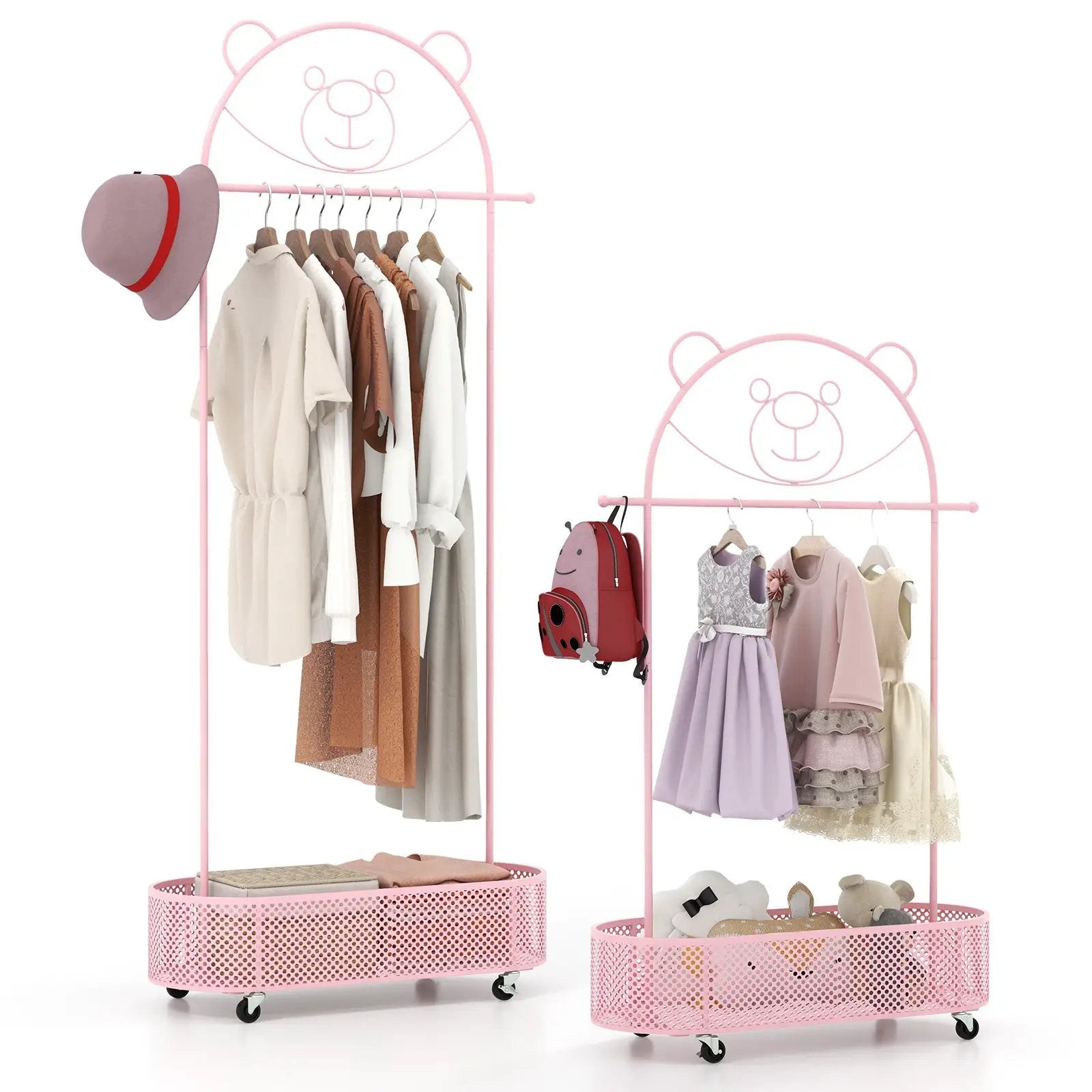 Kid Clothes Rack with 3 Adjustable Heights and Wheels by DirectDeals
