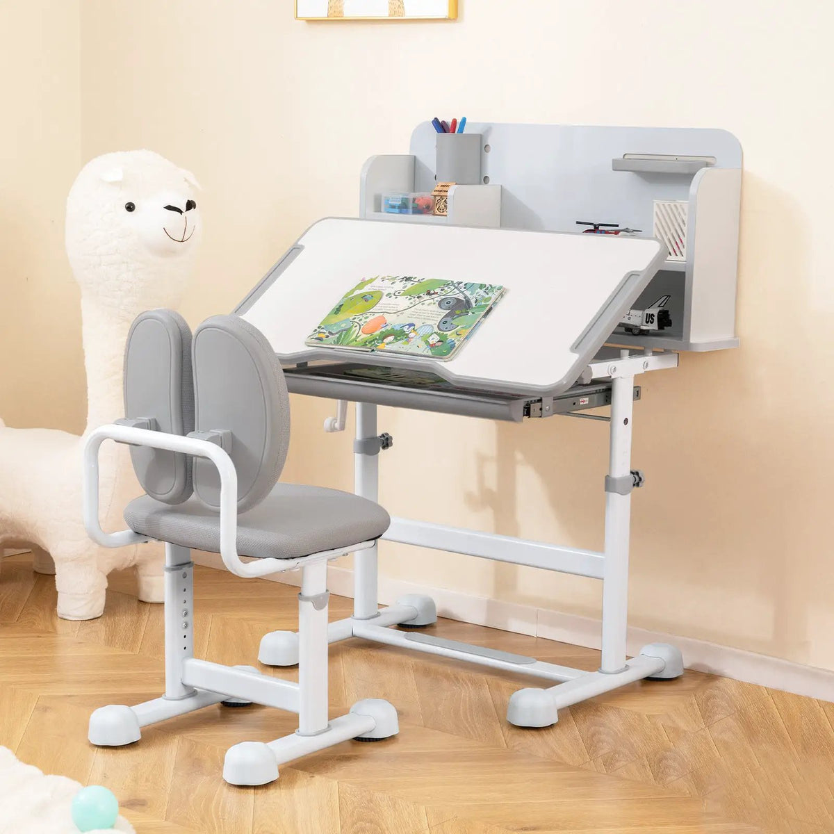 Kid's Study Desk and with Tilt Desktop and Pen Holder