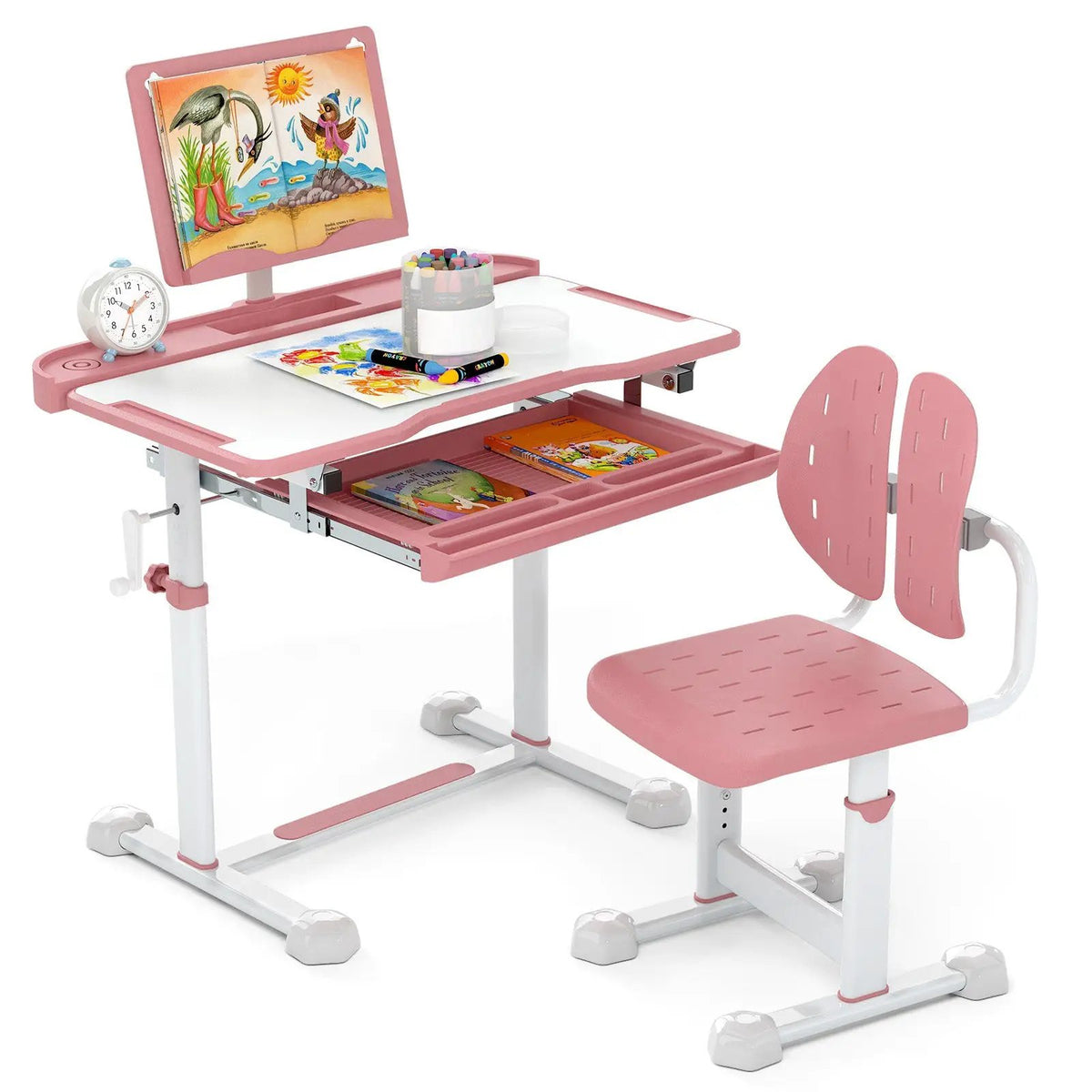 Kid's Study Desk and Chair Set with Tilt Desktop and Book Stand, photo 8 of 24