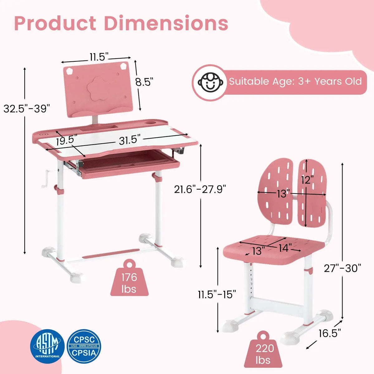 Kid's Study Desk and Chair Set with Tilt Desktop and Book Stand, photo 13 of 24