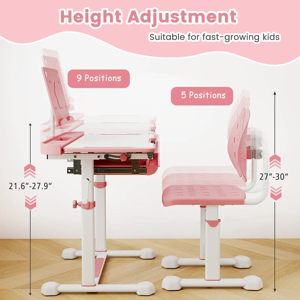 Kid's Study Desk and Chair Set with Tilt Desktop and Book Stand, photo 18 of 24