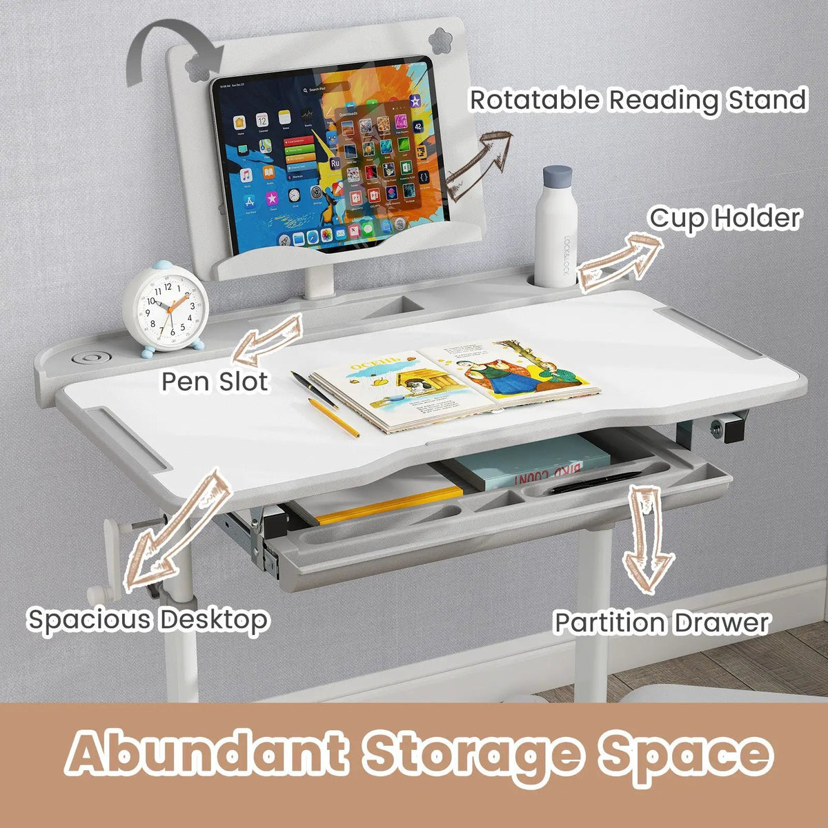 Kid's Study Desk and Chair Set with Tilt Desktop and Book Stand, photo 23 of 24