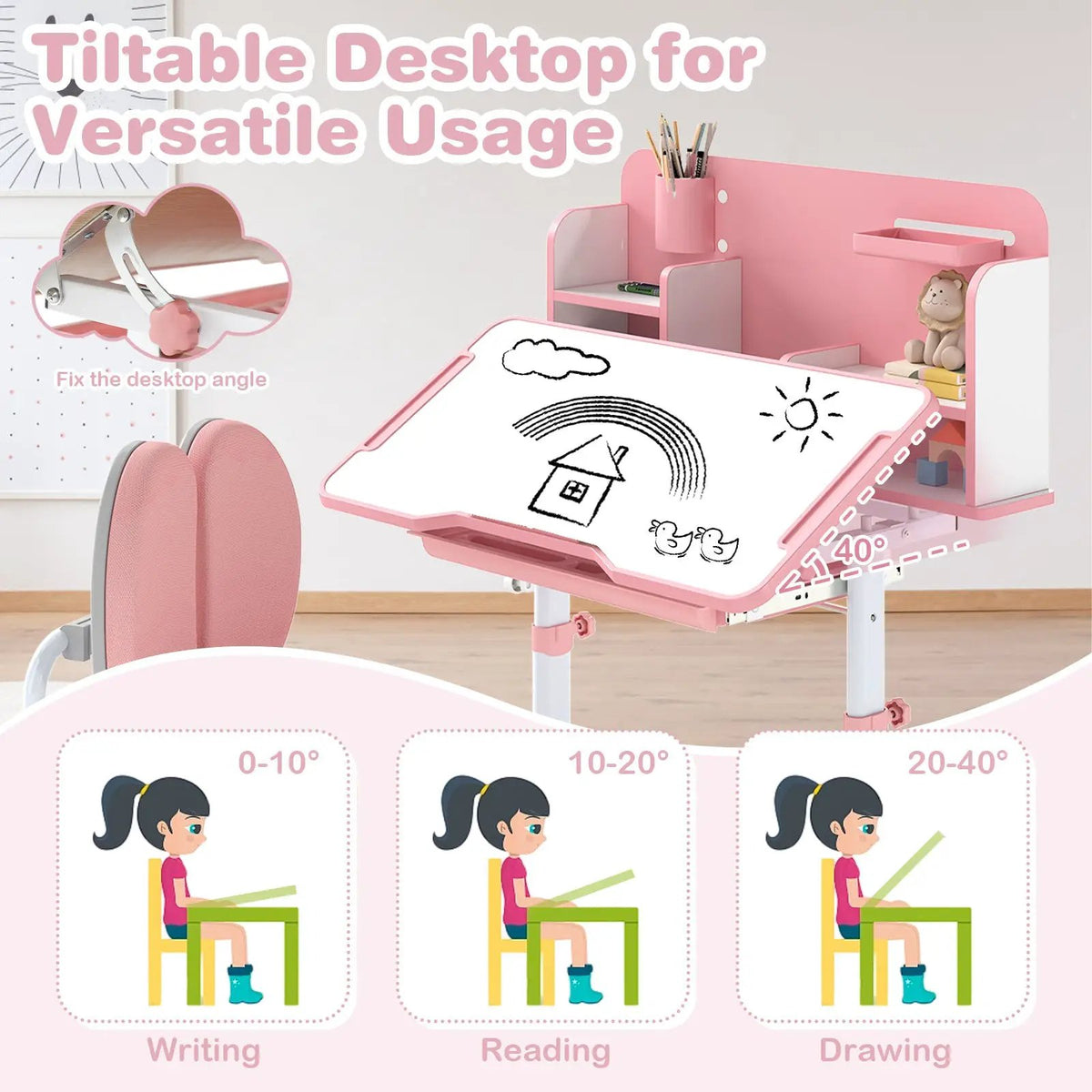 Kid's Study Desk and with Tilt Desktop and Pen Holder, photo 19 of 24