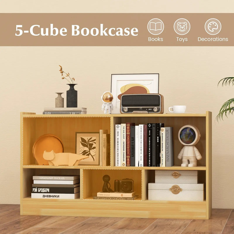 Kids 2-Shelf Bookcase 5-Cube Wood Toy Storage Cabinet Organizer by DirectDeals