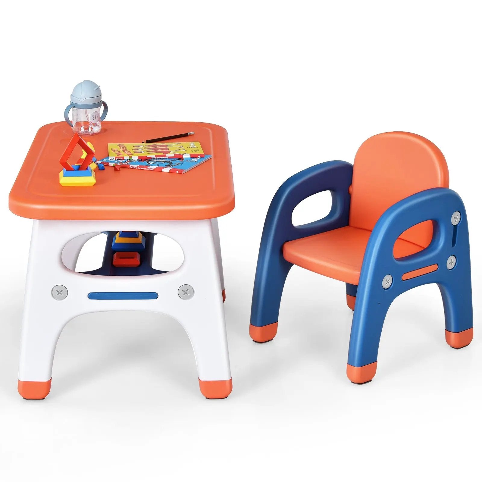 Kids Activity Table and Chair Set with Montessori Toys for Preschool and Kindergarten by DirectDeals