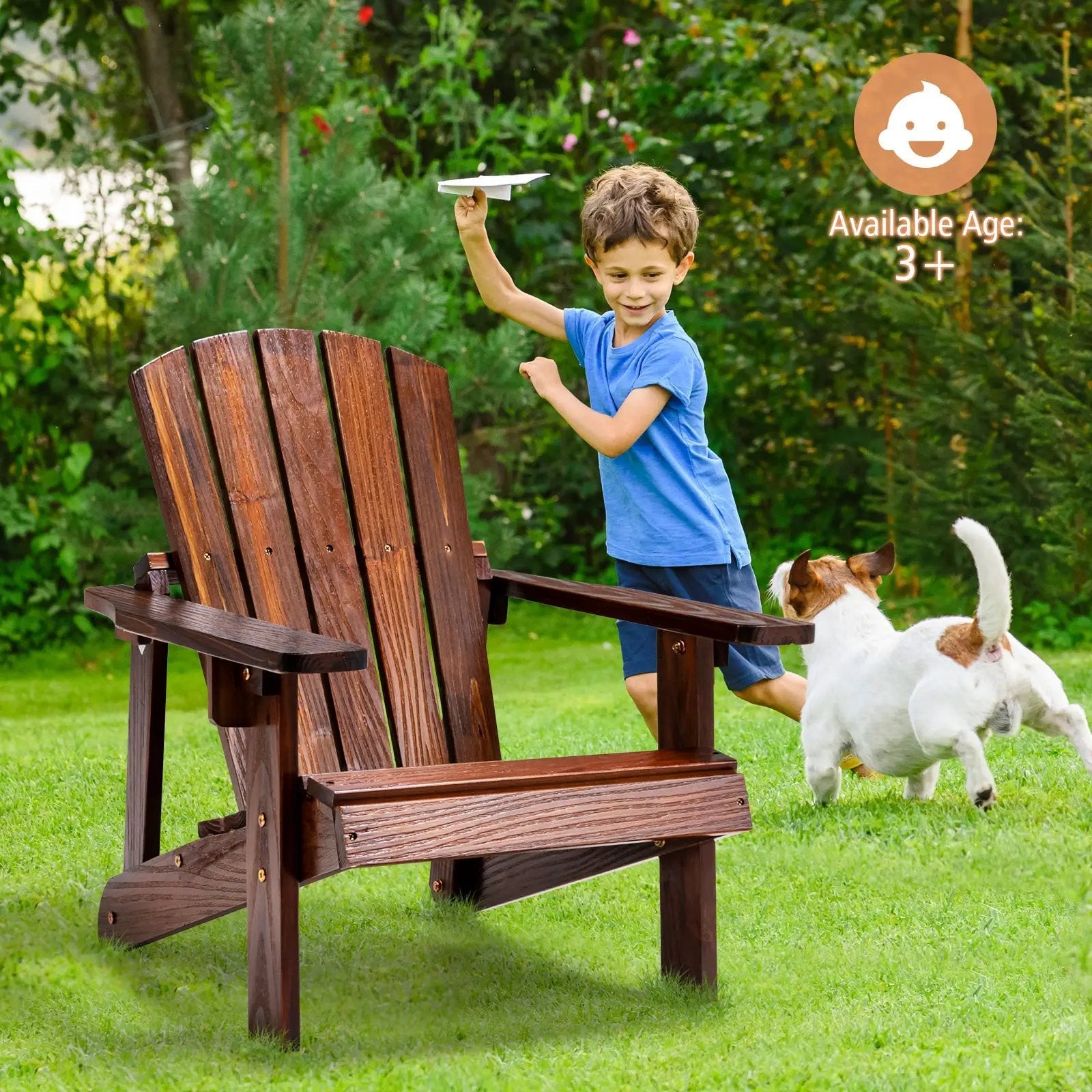 Kid's Adirondack Chair with High Backrest and Arm Rest by DirectDeals