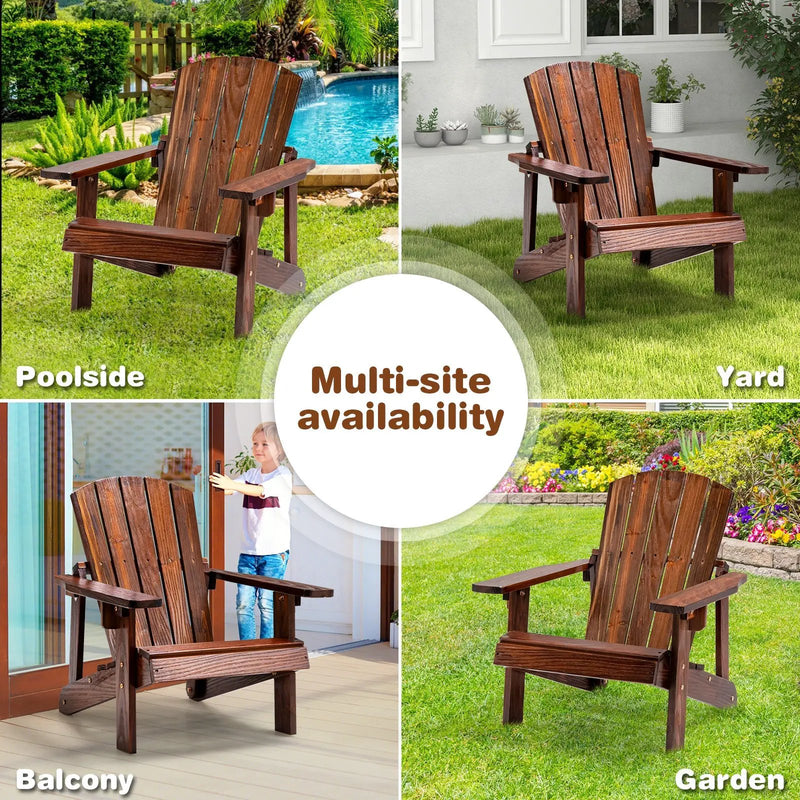 Kid's Adirondack Chair with High Backrest and Arm Rest by DirectDeals