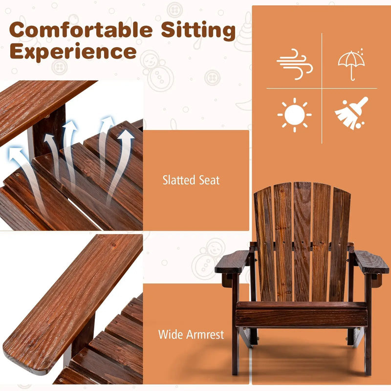Kid's Adirondack Chair with High Backrest and Arm Rest by DirectDeals