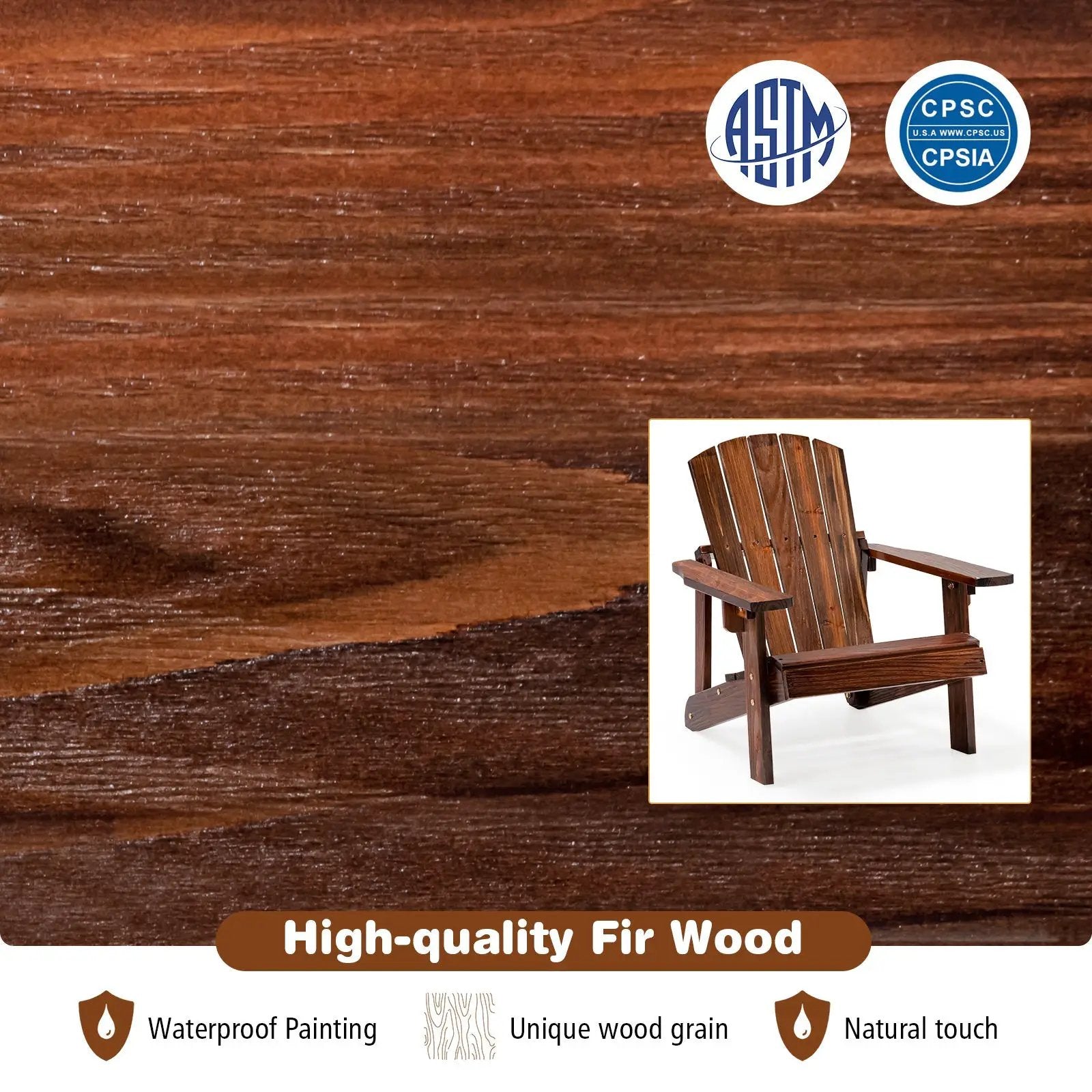 Kid's Adirondack Chair with High Backrest and Arm Rest by DirectDeals
