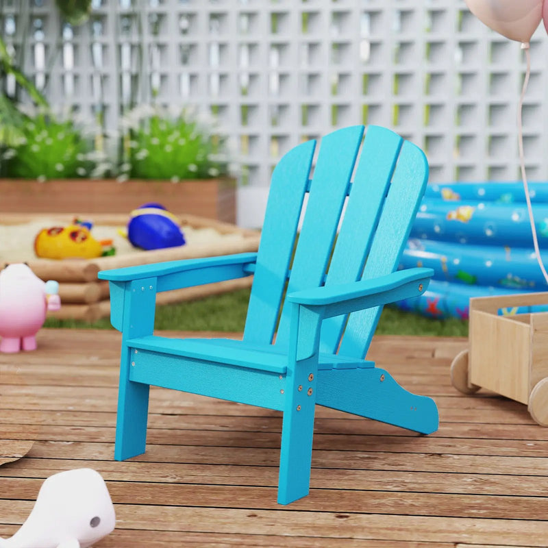 All-Weather HDPE Kid's Adirondack Chair with with High Backrest and Armrests-Turquoise by DirectDeals