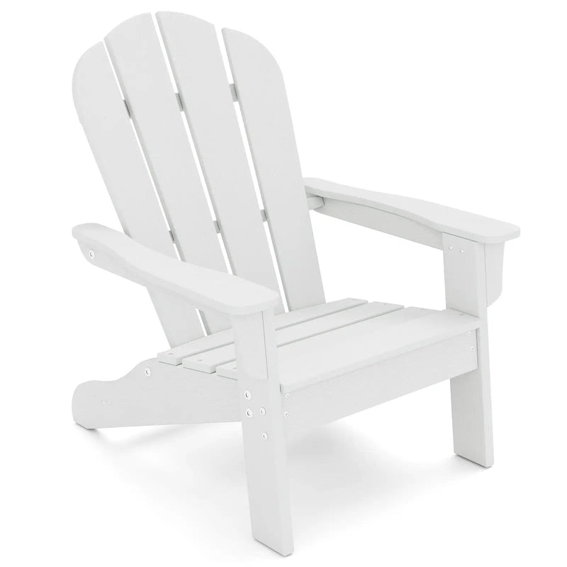 All-Weather HDPE Kid's Adirondack Chair with with High Backrest and Armrests-White by DirectDeals