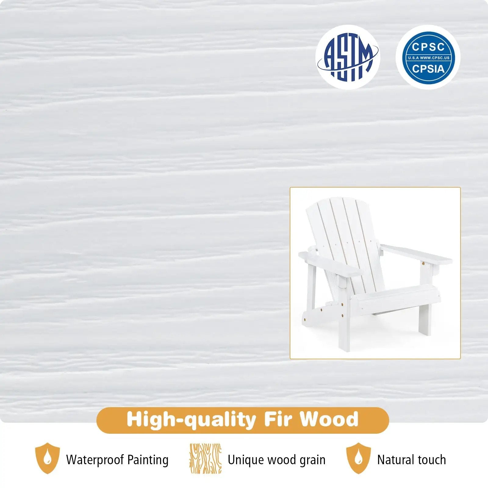 Kid's Adirondack Chair with High Backrest and Arm Rest by DirectDeals