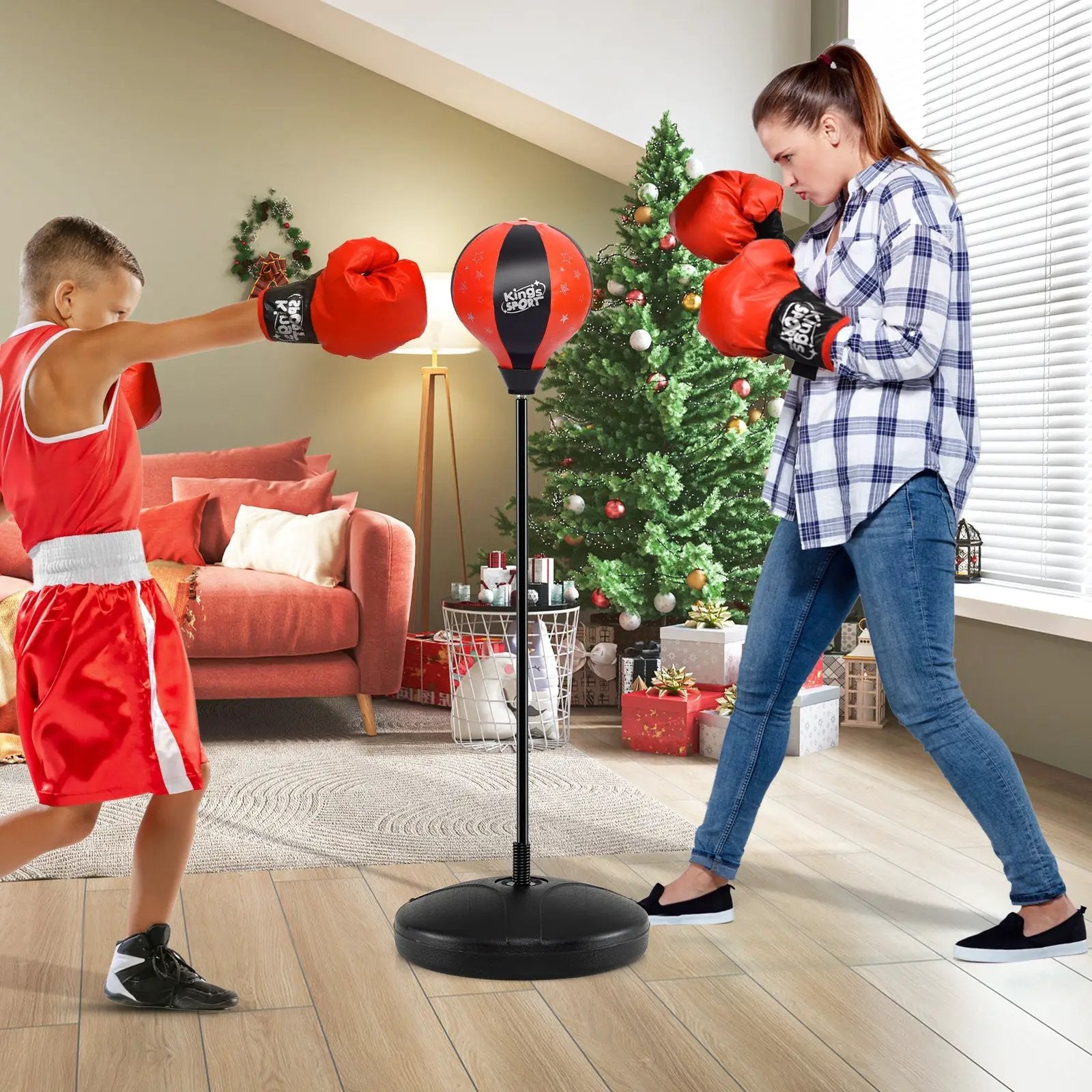 Kids Adjustable Stand Punching Bag Toy Set with Boxing Glove by DirectDeals