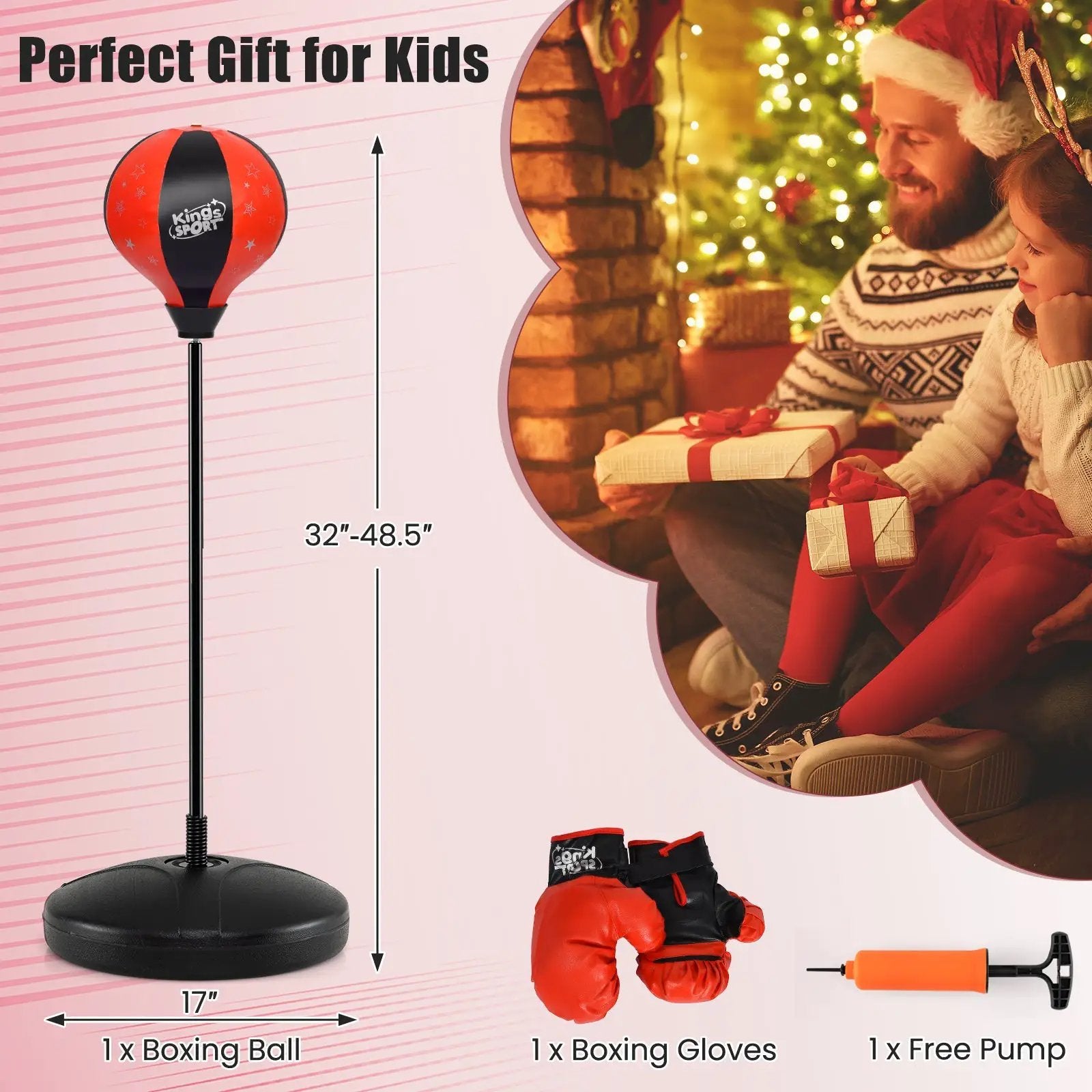 Kids Adjustable Stand Punching Bag Toy Set with Boxing Glove by DirectDeals