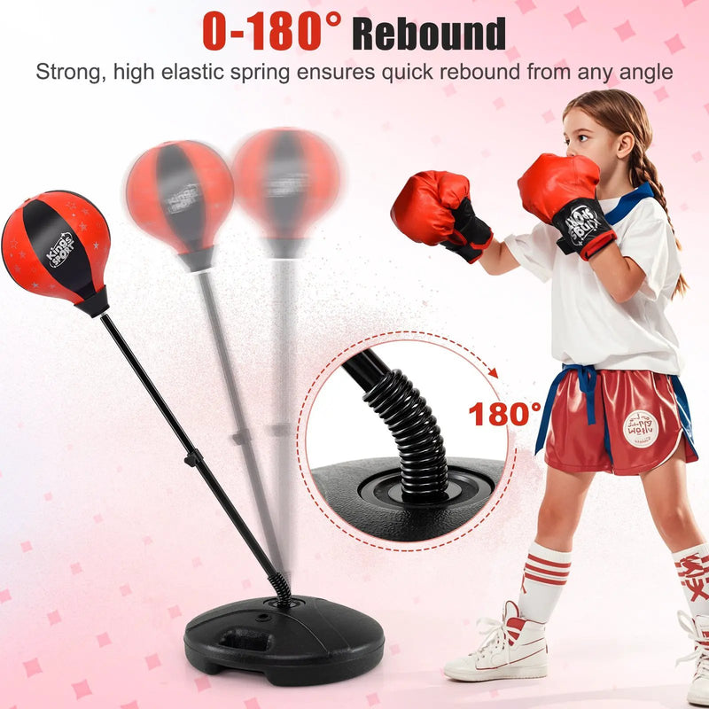Kids Adjustable Stand Punching Bag Toy Set with Boxing Glove by DirectDeals