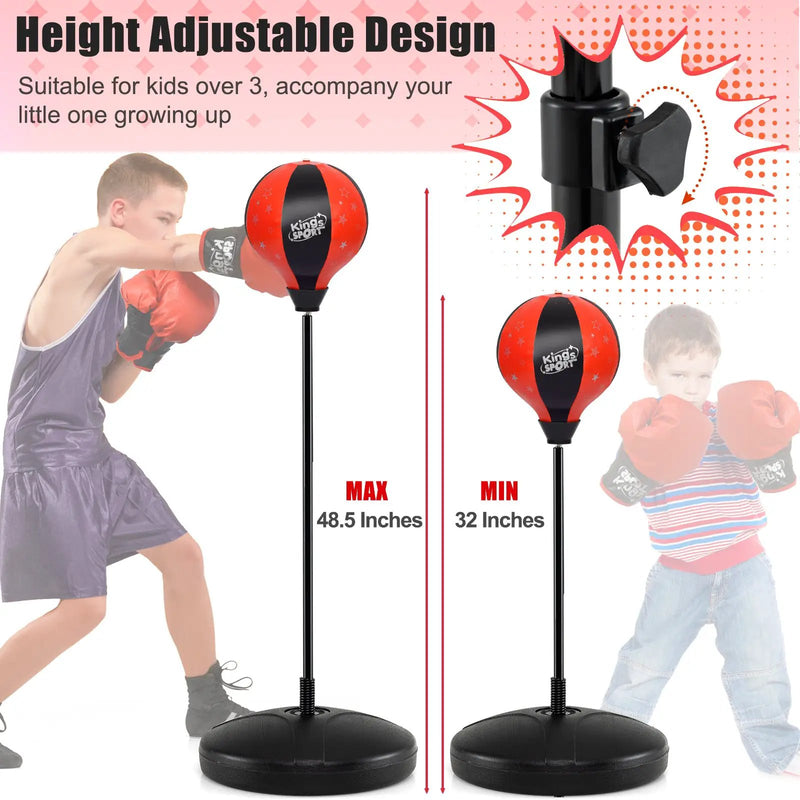 Kids Adjustable Stand Punching Bag Toy Set with Boxing Glove by DirectDeals