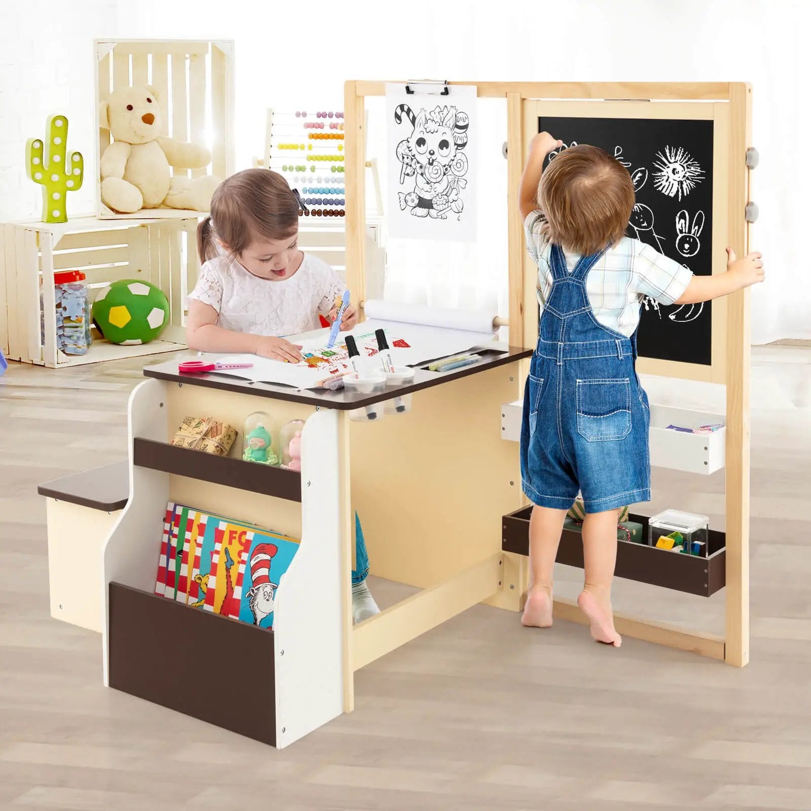 Kids Art Center Wooden Table Bench Set by DirectDeals
