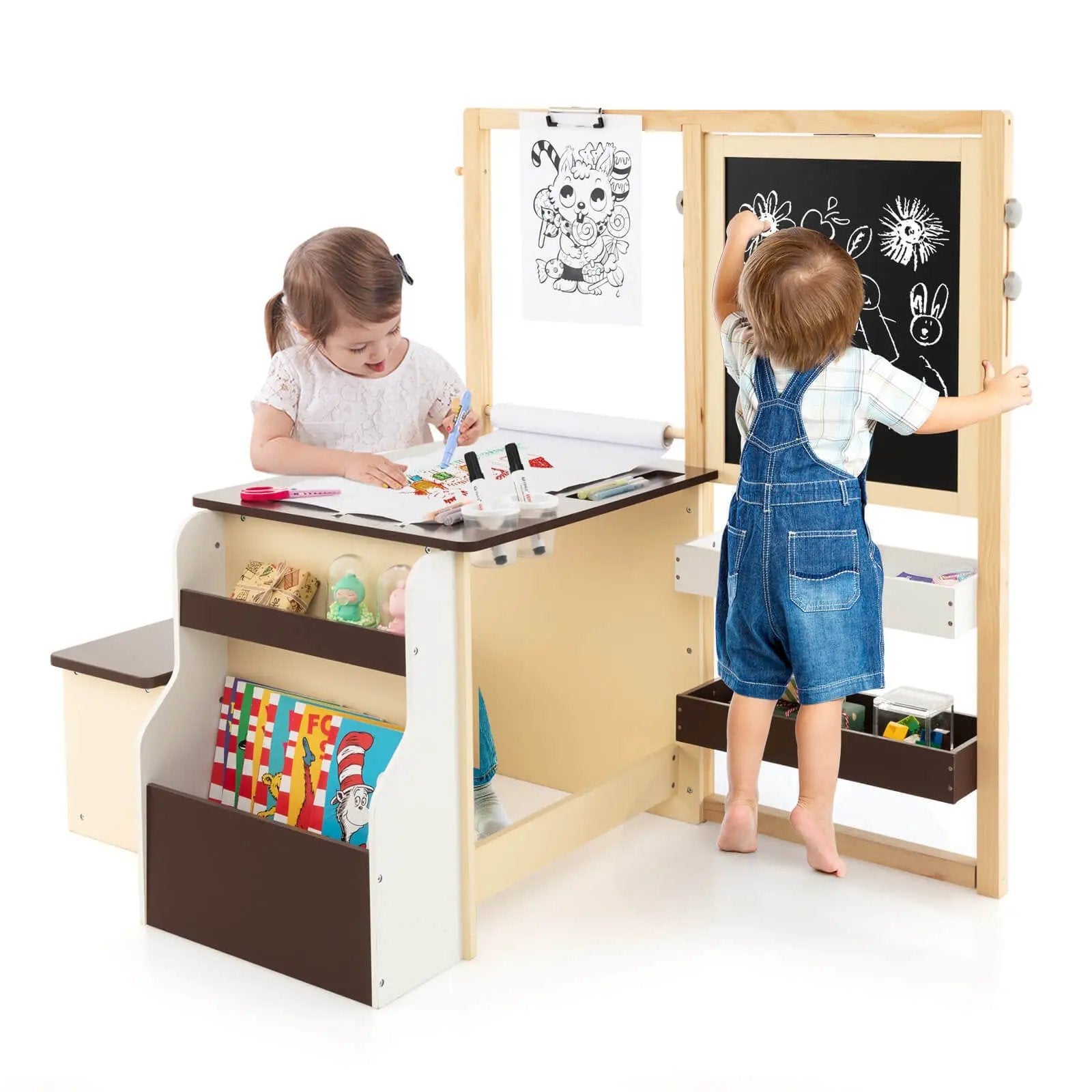 Kids Art Center Wooden Table Bench Set by DirectDeals
