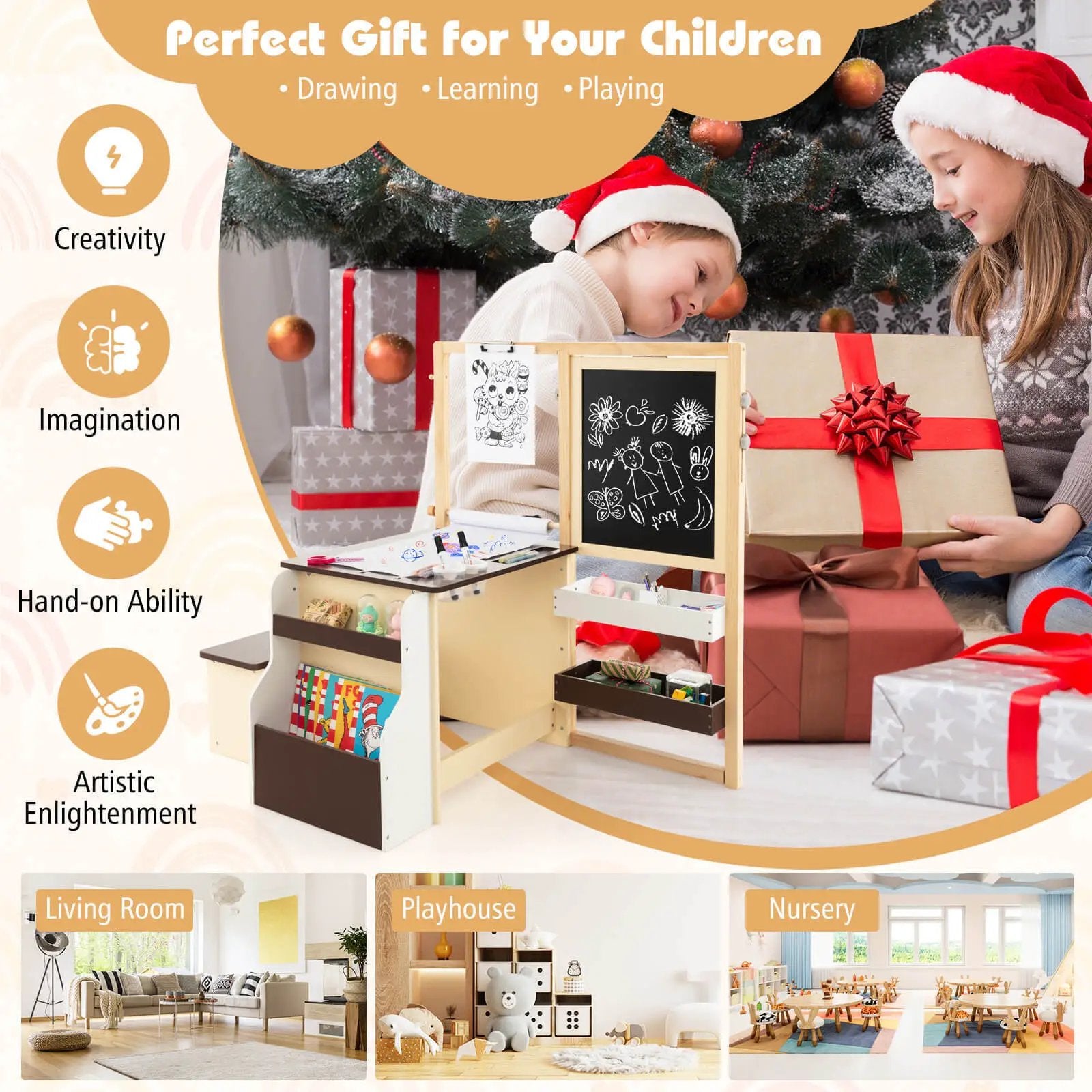Kids Art Center Wooden Table Bench Set by DirectDeals