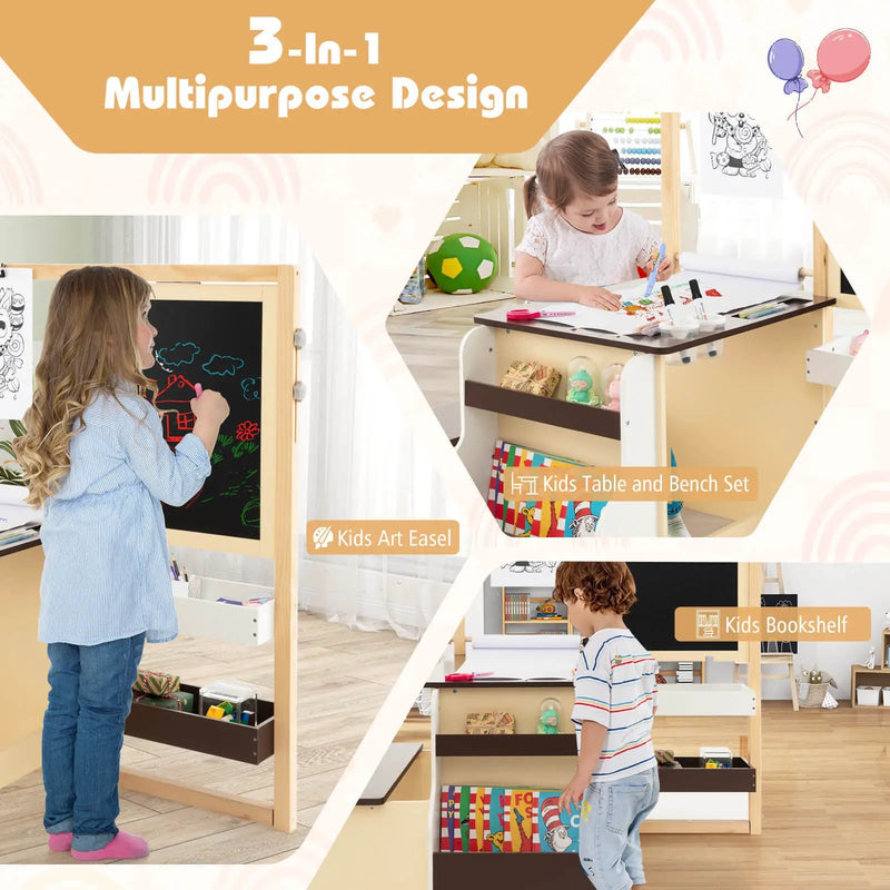 Kids Art Center Wooden Table Bench Set by DirectDeals