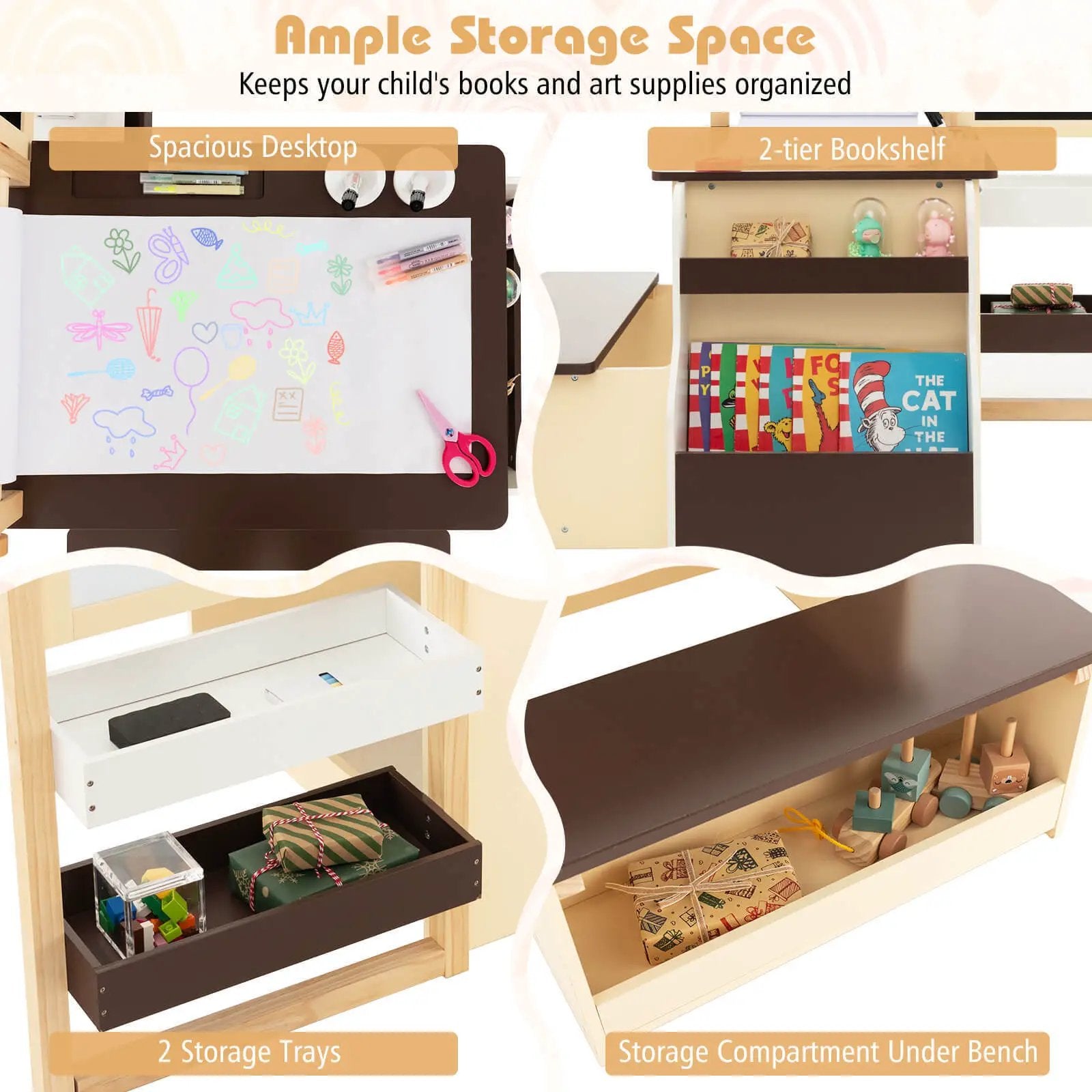 Kids Art Center Wooden Table Bench Set by DirectDeals
