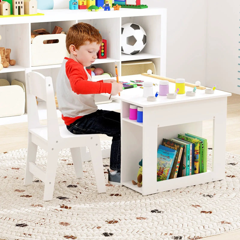 Kids Art Table and Chair Set Toddler Craft Drawing Desk-White by DirectDeals
