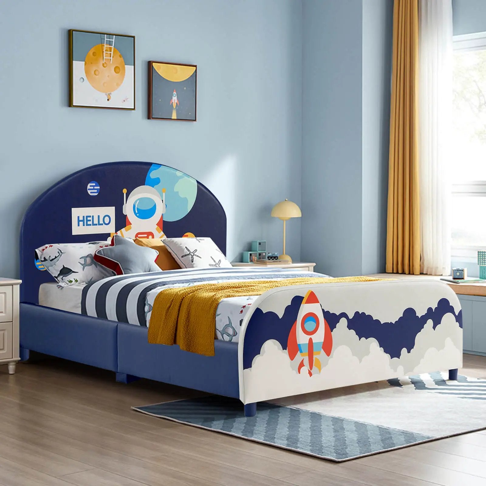 Kids Upholstered Platform Bed with Headboard and Footboard by DirectDeals
