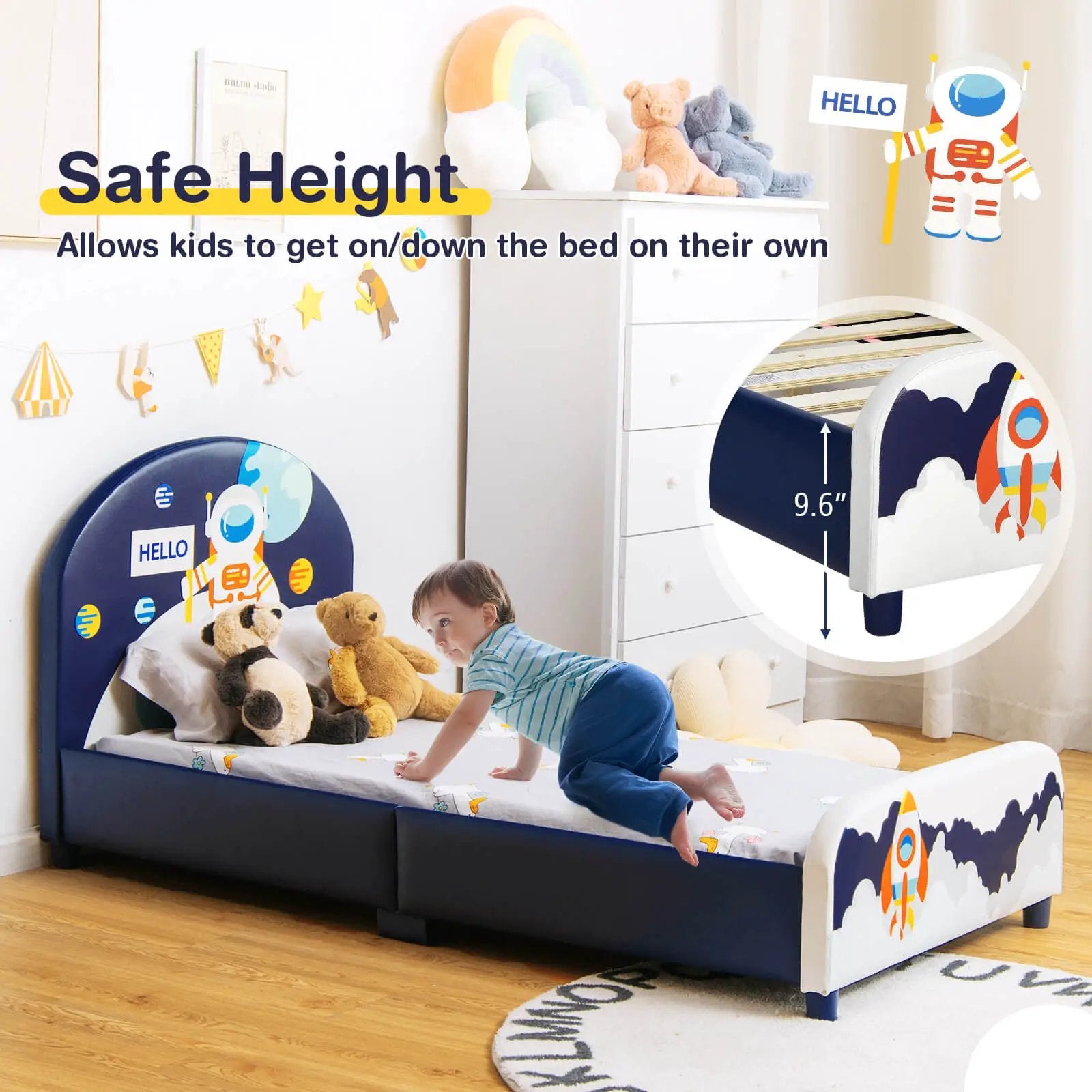 Kids Upholstered Platform Bed with Headboard and Footboard by DirectDeals