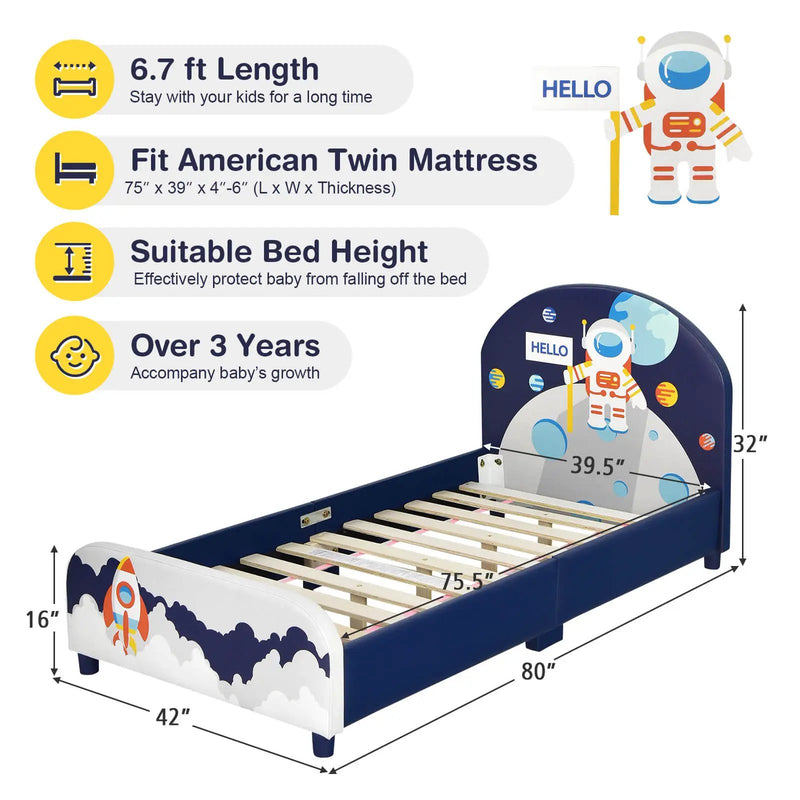 Kids Upholstered Platform Bed with Headboard and Footboard by DirectDeals