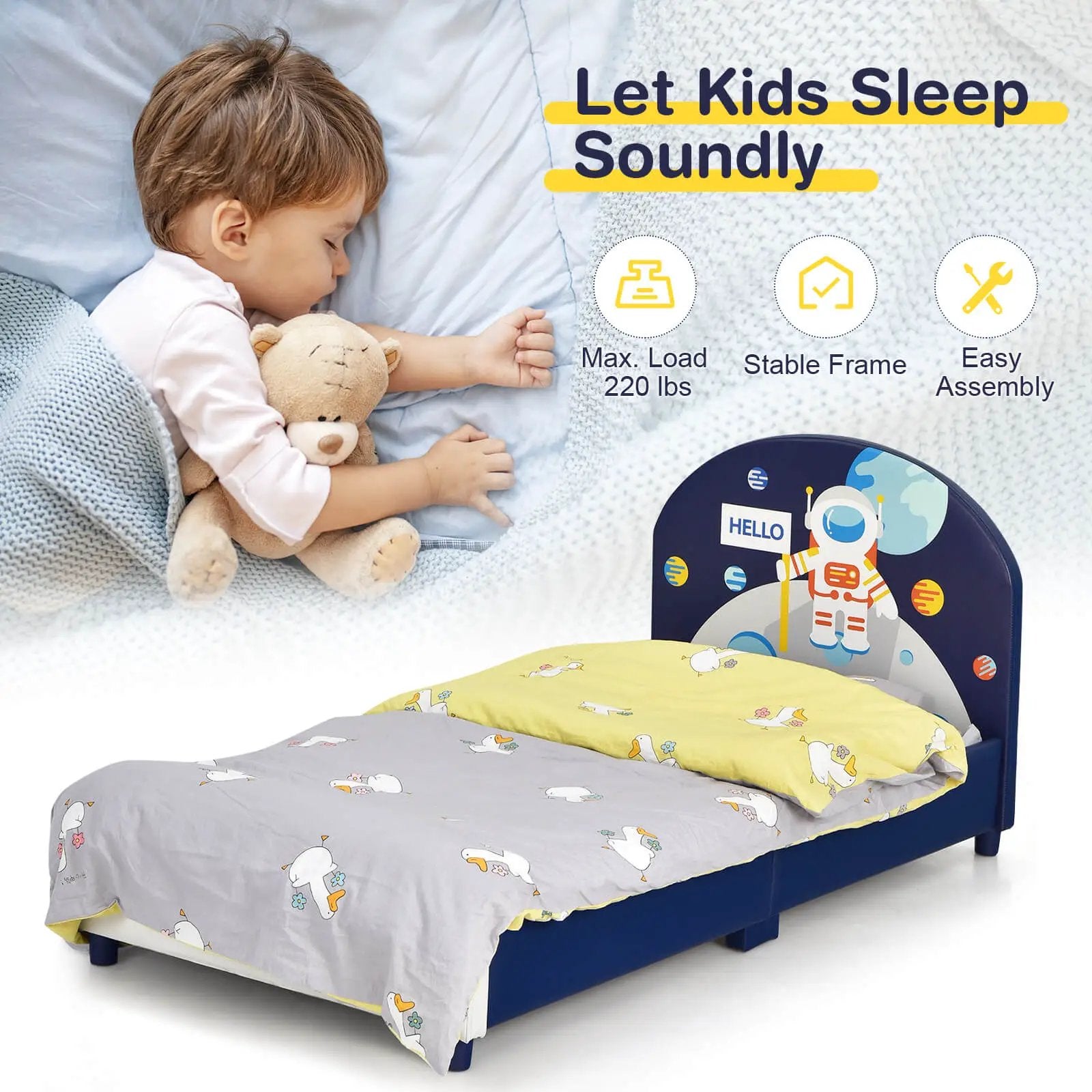 Kids Upholstered Platform Bed with Headboard and Footboard by DirectDeals