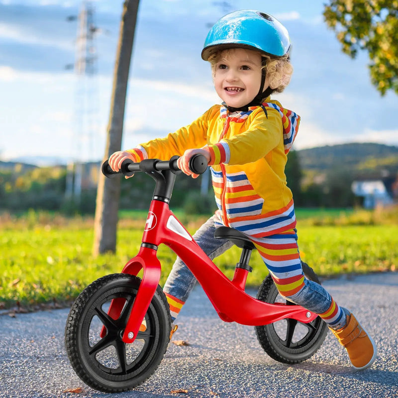 Kids Balance Bike with Rotatable Handlebar and Adjustable Seat Height-Red by DirectDeals
