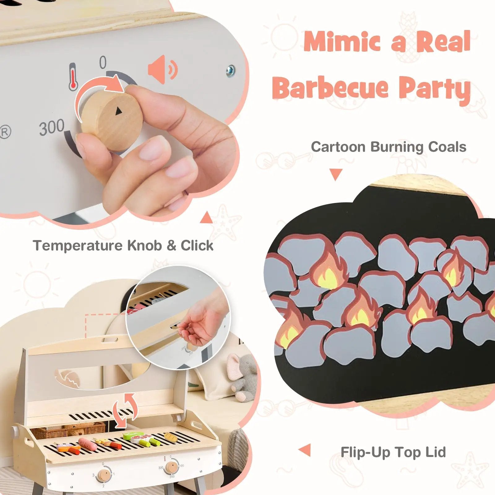 Kids Barbecue Grill Playset for Girls and Boys Aged 3+ by DirectDeals