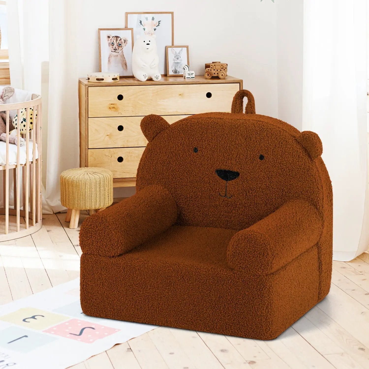 Kids Bear Sofa Toddler Foam Couch with Soft Fleece Fabric Cover by DirectDeals