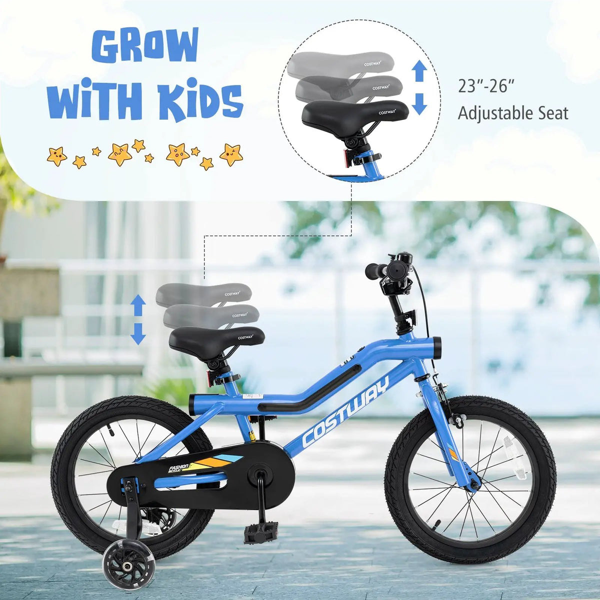 18 Inch Kids Bike LED Lighted Adjustable with Training Wheels for 4-8 Years Old Kids-18 inches, photo 5 of 9