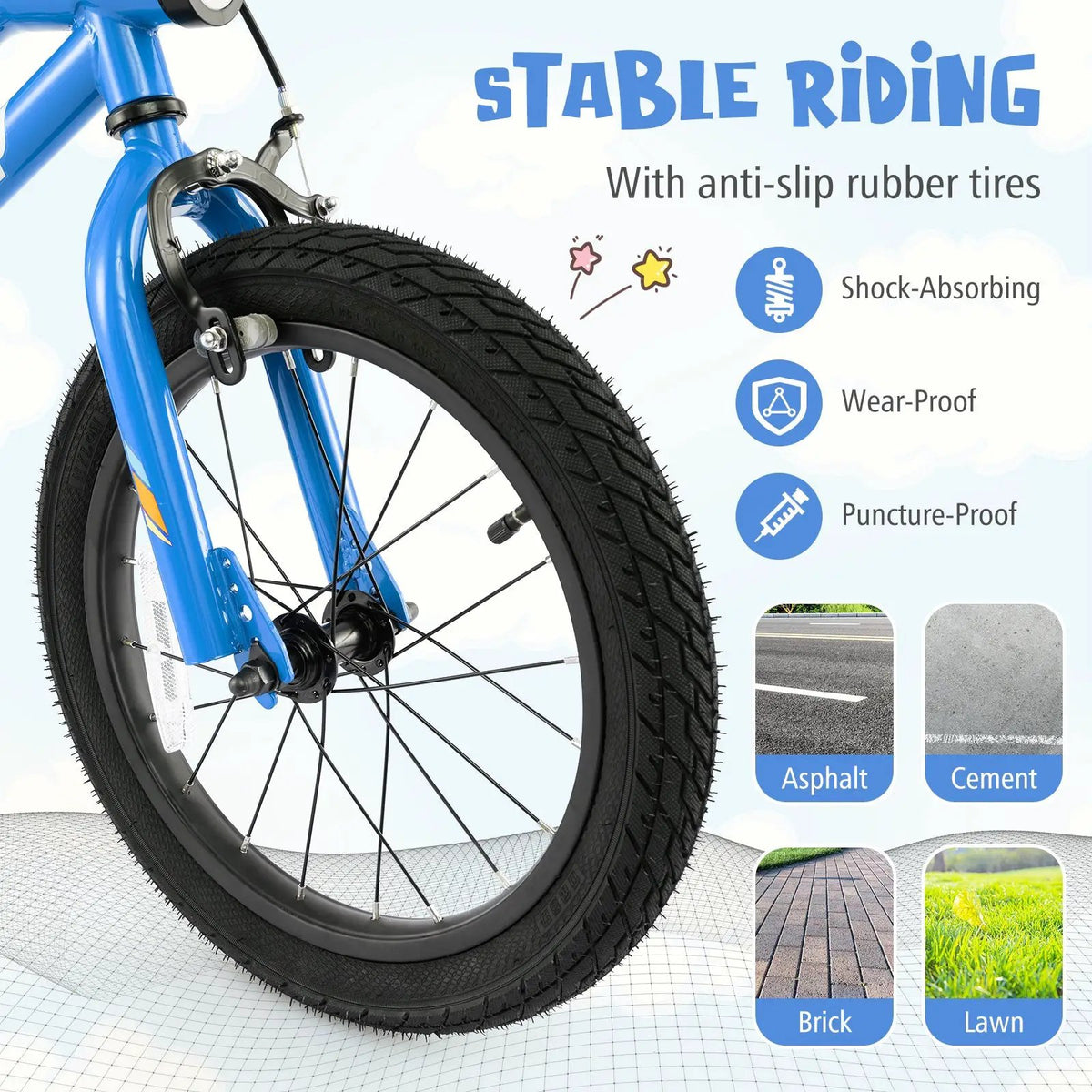 18 Inch Kids Bike LED Lighted Adjustable with Training Wheels for 4-8 Years Old Kids-18 inches, photo 7 of 9