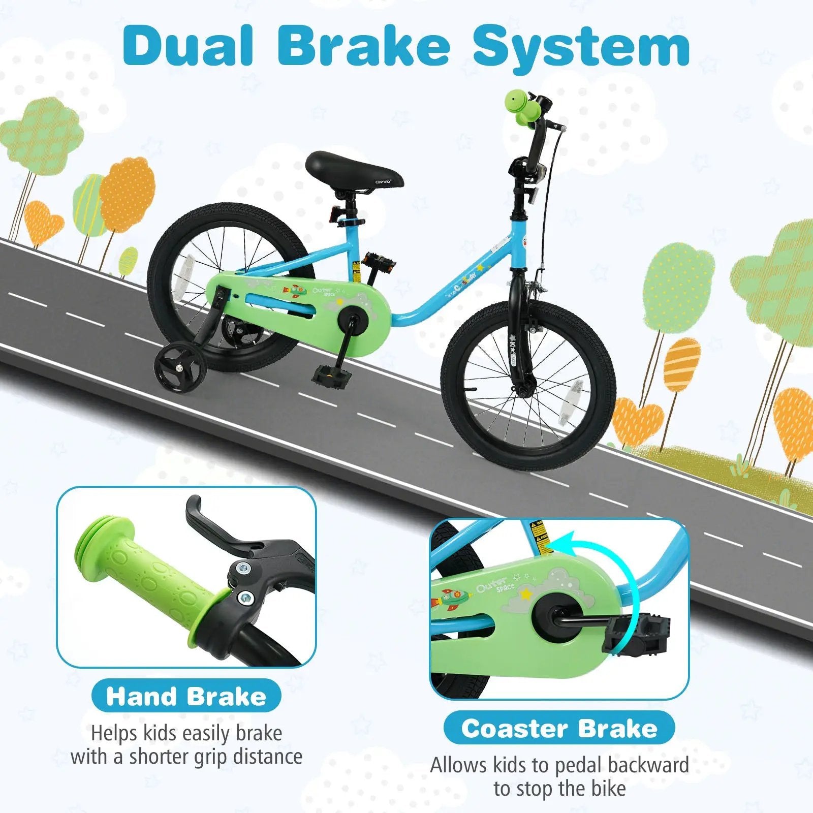 Kids Bike for 3-7 Years Old Boys and Girls 12/14/16-Inch Children Bicycle Blue by DirectDeals