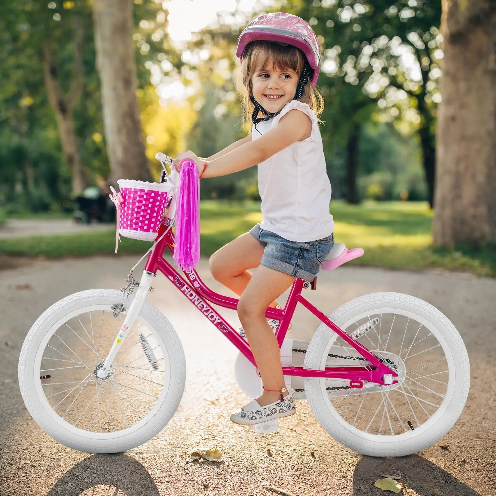 Kids Bicycle 18 Inch Toddler and Kids Bike with Training Wheels for 6-8 Year Old Kids-Pink by DirectDeals