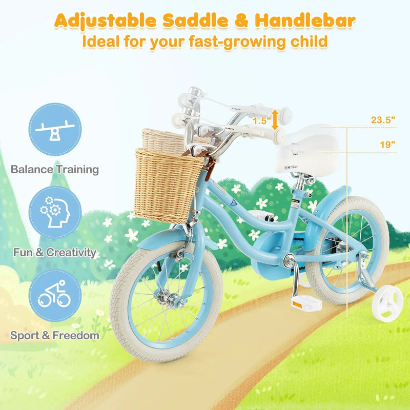 14-Inch Kids Bike with Training Wheels and Adjustable Handlebar Seat by DirectDeals