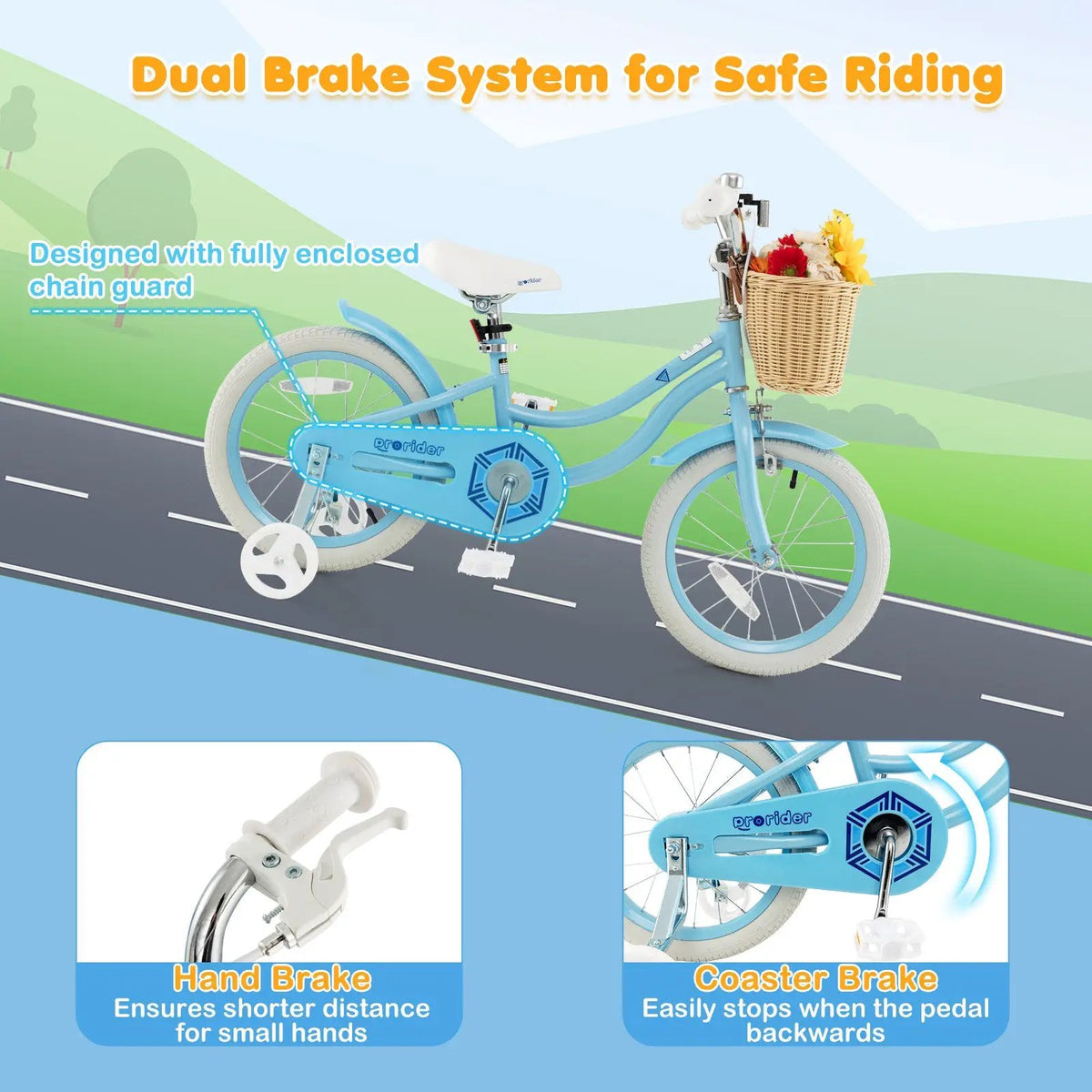 16-Inch Kids Bike with Training Wheels and Adjustable Handlebar Seat, photo 7 of 10
