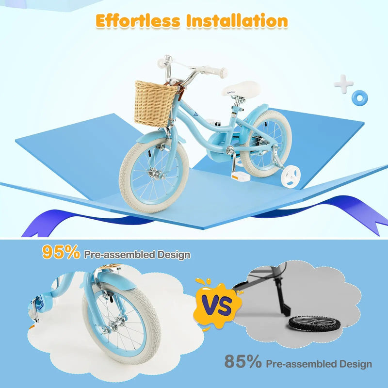 14-Inch Kids Bike with Training Wheels and Adjustable Handlebar Seat by DirectDeals